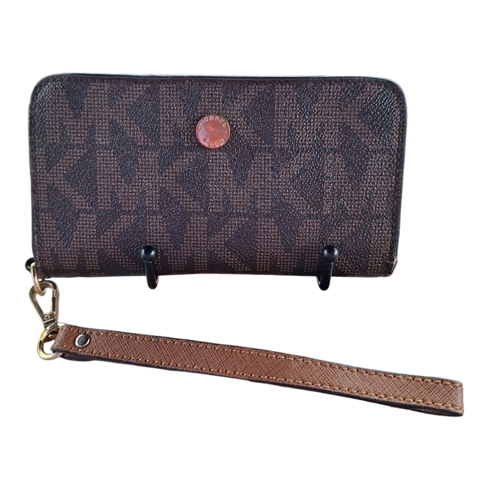 Michael Kors Jet Set Signature Multi-function Brown Monogram Wristlet Wallet